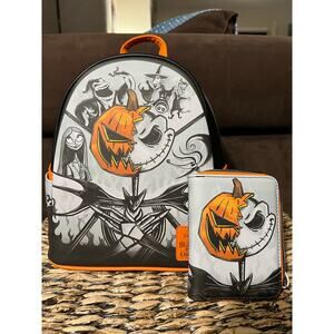 Loungefly Nightmare Before Christmas Pumpkin King Friends Mini Backpack/Wallet
